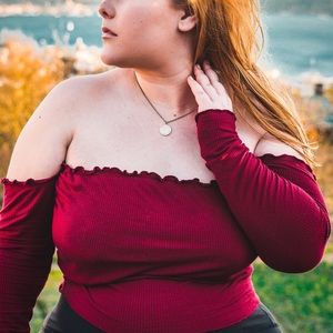 Off the shoulder long sleeve top